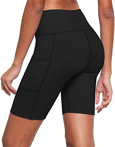 Ogeenier 8" Pantalones Cortos Deporte Mujer, Pantalon Corto Running Fitness Yoga Mallas Cortas con Bolsillos
