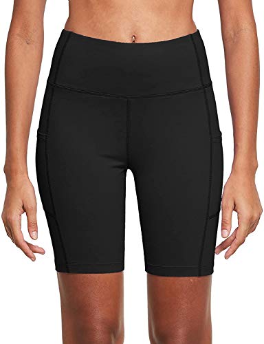 Ogeenier 8" Pantalones Cortos Deporte Mujer, Pantalon Corto Running Fitness Yoga Mallas Cortas con Bolsillos