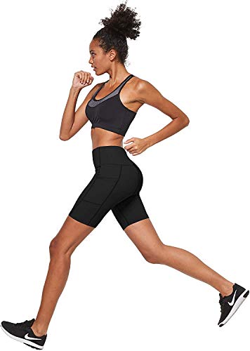 Ogeenier 8" Pantalones Cortos Deporte Mujer, Pantalon Corto Running Fitness Yoga Mallas Cortas con Bolsillos