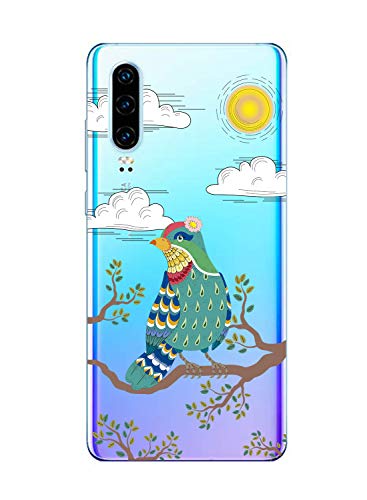 Oihxse Funda Dibujos Animal Lindo Compatible Huawei Y5 Lite 2018 Carcasa Transparente Clear Silicona TPU Gel Suave Case Ultra Slim Anti-Golpes Anti-Arañazos Protection Cover(Pájaro)