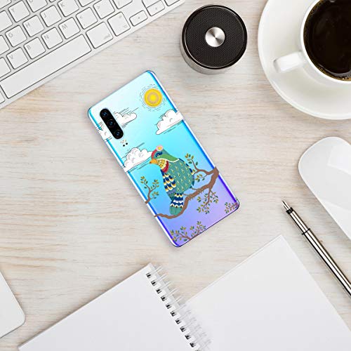 Oihxse Funda Dibujos Animal Lindo Compatible Huawei Y5 Lite 2018 Carcasa Transparente Clear Silicona TPU Gel Suave Case Ultra Slim Anti-Golpes Anti-Arañazos Protection Cover(Pájaro)