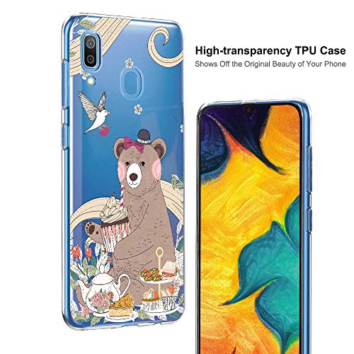 Oihxse Funda Dibujos Animal Lindo Compatible Samsung Galaxy Koi 2018 Carcasa Transparente Clear Silicona TPU Gel Suave Case Ultra Slim Anti-Golpes Anti-Arañazos Protection Cover(Oso 1)