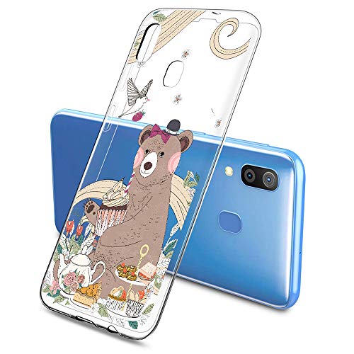 Oihxse Funda Dibujos Animal Lindo Compatible Samsung Galaxy Koi 2018 Carcasa Transparente Clear Silicona TPU Gel Suave Case Ultra Slim Anti-Golpes Anti-Arañazos Protection Cover(Oso 1)