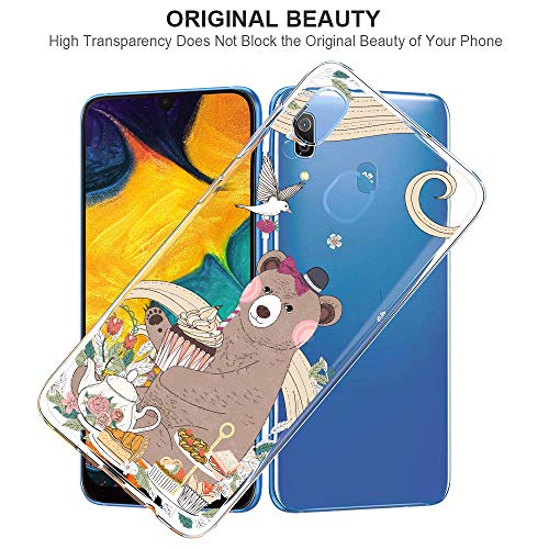 Oihxse Funda Dibujos Animal Lindo Compatible Samsung Galaxy Koi 2018 Carcasa Transparente Clear Silicona TPU Gel Suave Case Ultra Slim Anti-Golpes Anti-Arañazos Protection Cover(Oso 1)