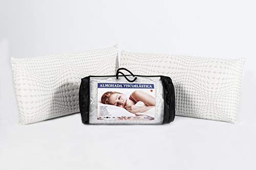 OkColchones Pack 2 Almohada Relax Viscoelástica - Transpirable -Hipoalergénica - Doble Funda (70 cm)