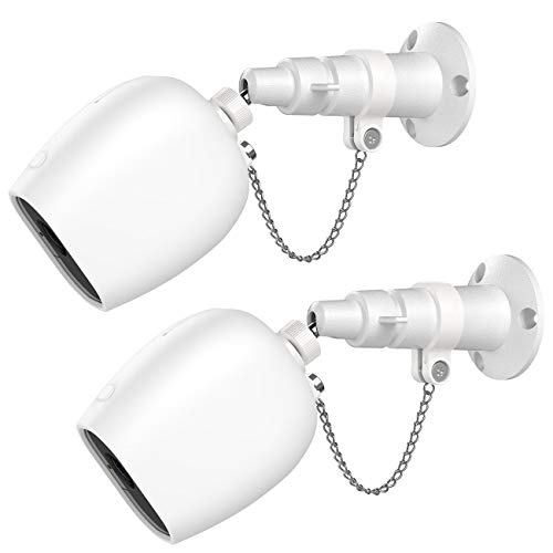 OkeMeeo - Soporte Ajustable para Interior y Exterior para Arlo Pro y Arlo Pro 2 (con Cadena antirrobo y Funda de Silicona Impermeable), Color Blanco, Blanco, 39-AR-FDTZ2B