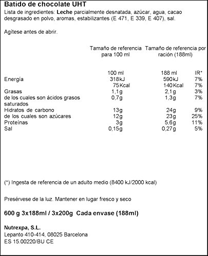 Okey - Batido Chocolate, 188 ml, pack de 18 unidades