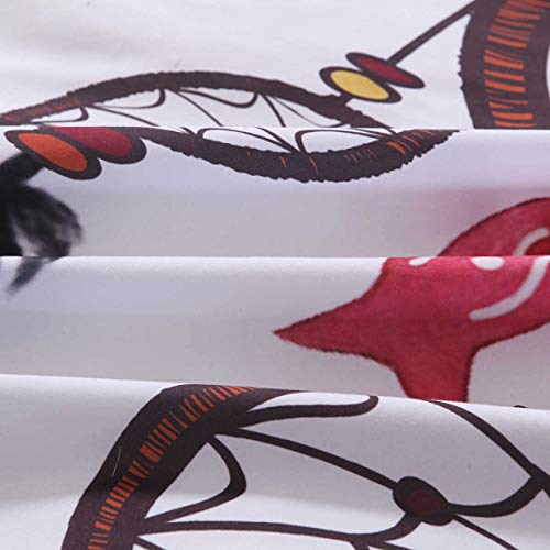 OldPAPA Juego de Funda nórdica para niños Dreamcatcher Impreso de Plumas Bohemia Funda de edredón de Microfibra y 2 Piezas Fundas de Almohada Juego de edredón Regalo para Adolescentes Niñas