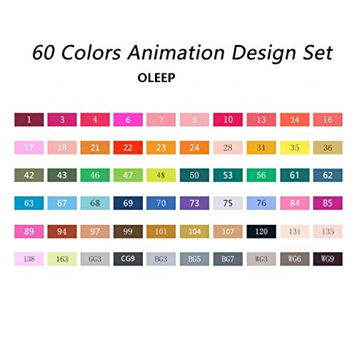 OLEEP 60 Colores Rotulador permanente de graffiti con doble punta, para dibujar bocetos de arte, pintar, colorear y subrayar