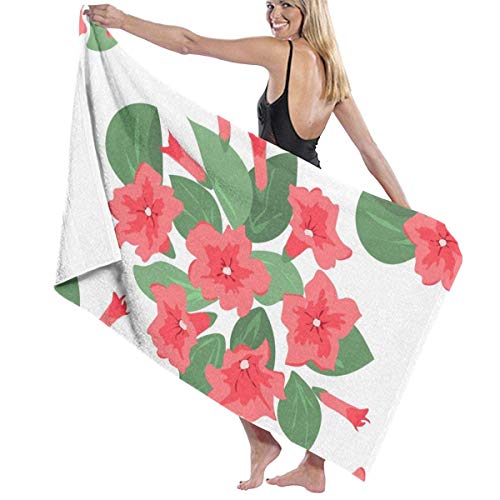 Olie Cam Toalla de Playa Floral Rosa Moring Glory Flowers, Toalla súper Absorbente de Secado rápido, Toalla sin Arena para Viajes, Piscina, Exterior, 130 × 80