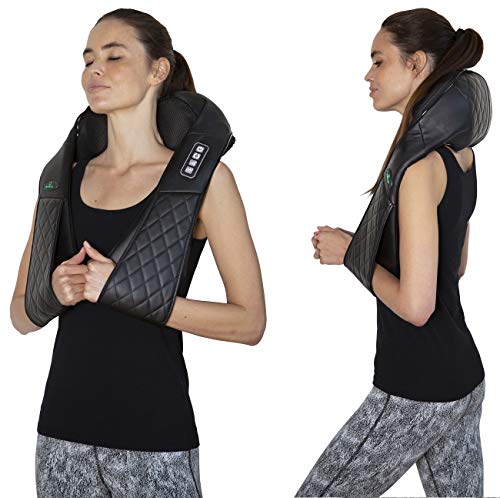 Oliver James Masajeador Cuello y Espalda Electrico Shiatsu - Masajeador cervical y hombros con 3D Rotación y Función de Calor, Alivia el dolor muscular y el estrés en case, oficina, coche o vacaciones