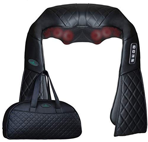 Oliver James Masajeador Cuello y Espalda Electrico Shiatsu - Masajeador cervical y hombros con 3D Rotación y Función de Calor, Alivia el dolor muscular y el estrés en case, oficina, coche o vacaciones