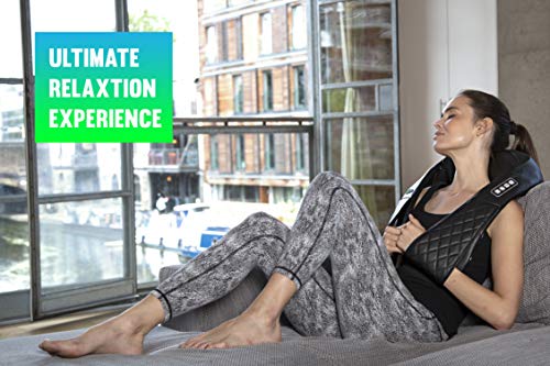 Oliver James Masajeador Cuello y Espalda Electrico Shiatsu - Masajeador cervical y hombros con 3D Rotación y Función de Calor, Alivia el dolor muscular y el estrés en case, oficina, coche o vacaciones
