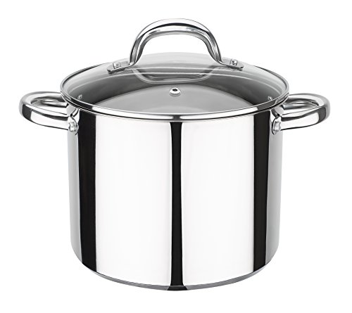 Olla con tapa de cristal Montreal de GSW 990189, 20 cm, aprox. 5 litros, de acero inoxidable, color plata, 34 x 21,5 x 17,5 cm, 1 unidad