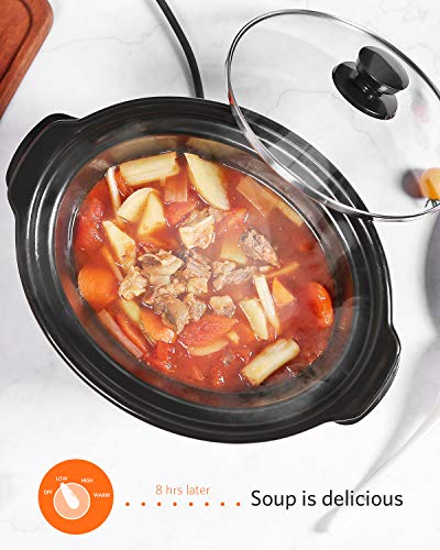 Ollas de Cocción Lenta,Homever 3.5L Slow Cooker con 3 Configuraciones de Temperatura (Alta/Baja/Cálida), Olla de Cerámica extraíble,Negro