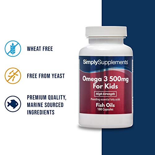 Omega 3 500mg para niños - ¡Bote para 1 año! - 360 comprimidos - Con DHA y EPA - SimplySupplements