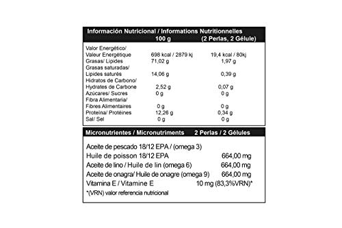 OMEGA 3-6-9 90 Perlas - Ácidos Grasos Esenciales Omega 3 y Vitamina E en perlas de gelatina