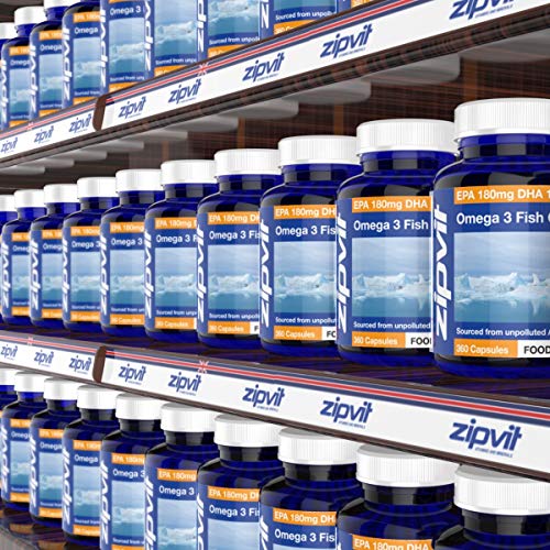 Omega 3 Aceite de Pescado 1000 mg, 360 Cápsulas. Fuente de Ácidos Grasos Omega 3 EPA y DHA. Suministro Para 12 Meses. Favorece la Salud del Corazón, la Función Cerebral y la Salud Ocular.