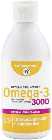 Omega 3 SYW. (237 ml. sabor limón) Certificado IFOS. Forma Triglicérido. Altamente concentrado: 2000 mg de EPA y 1000 mg de DHA. De grado farmacéutico, ultra-refinado y molecularmente destilado.