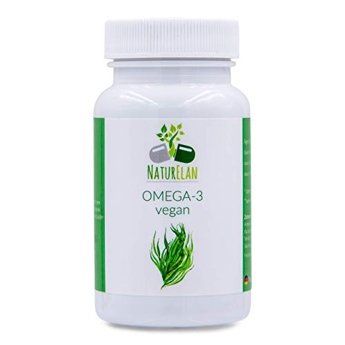 Omega 3 vegano, sin aceite de pescado, aceite de algas - 60 cápsulas, 40% de DHA (250 mg de DHA por cápsula), vegetariano de la microalga Schizochytrium - cápsulas de aceite de algas