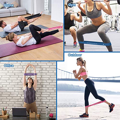 OMERIL Bandas de Resistencia, Bandas Elasticas Fitness con 4 Niveles Ejercicios, Cinta Elastica Negra Más Ancha y Fuerte, Bueno para Glúteos, Piernas, Brazos, Yoga, Pilates, Crossfit, Mujer y Hombre