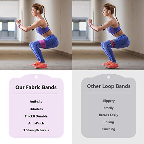 OMERIL Bandas de Resistencia de Tela, Cintas Elasticas Musculacion con 3 Niveles de Ejercicios, Bandas Elasticas Fitness Antideslizantes para Gluteos, Cadera, Piernas, Brazos, Crossfit, Mujer, Hombre