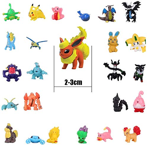 OMZGXGOD Pokemon Figuras ,Mini Figuras de plástico tamaño pequeño Regalo,La Figura de Pokémon Incluye a Pikachu, Charmander, Squirtle, niños(72Piezas) (72)