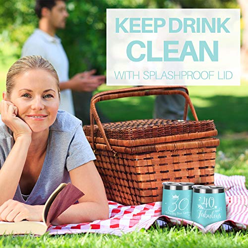 Onebttl 30 Cumpleaños Regalo para Mujeres - Ideas de Regalo Original 30 Años Cumpleaños para Ella con Tarjeta de Texto, Caja de Regalo - Copa de Vino (30 No es un día Fabuloso) - 350ml