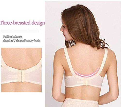 ONEFENG Bra Plus Set de Pechos de Silicona Pechos Artificiales Falsos Prótesis Falsa Copa Completa Patrón de Encaje Sujetadores Correas Ajustables Crossdresser