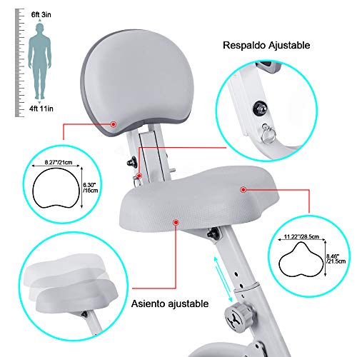 ONETWOFIT Bicicleta estática Plegable, Bicicleta estática Vertical magnética Plegable con Bandas de Resistencia para el Brazo, Bicicleta estacionaria con Monitor LCD, Capacidad de 260 lbs, OT202