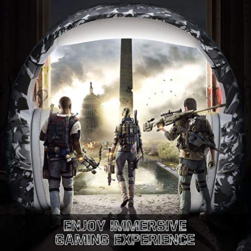 ONIKUMA Auriculares Gaming, Cascos PS4 con Sonido Envolvente 7.1, Cascos Xbox One con Micrófono con Cancelación de Ruido y luz LED, Orejeras de Memoria para PS4, PC, Xbox One (Adaptador no Incluido)