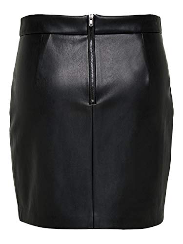 Only Onlannelly-Joleen Stud PU Mini Skirt Pnt Falda, Negro, 38 para Mujer