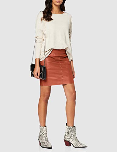 Only ONLBASE Faux Leather Skirt OTW Noos Falda, Marrón (Ginger Bread Ginger Bread), X-Small para Mujer