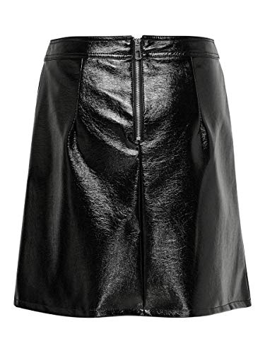 Only ONLBELLA Glazed Faux Leather Skirt OTW Falda, Negro (Black Black), 44 para Mujer