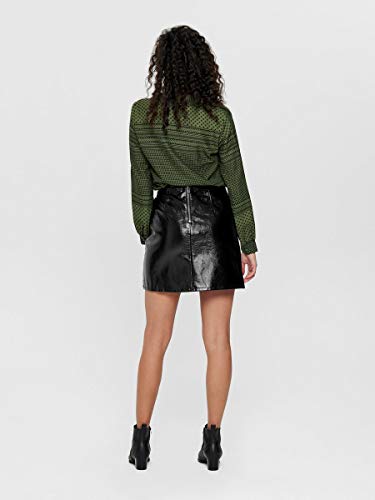 Only ONLBELLA Glazed Faux Leather Skirt OTW Falda, Negro (Black Black), 44 para Mujer