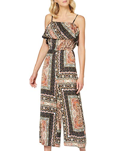 Only ONLCECILIA S/S Cropped Jumpsuit WVN Mono Largo, Salsa Caliente/AOP: saqueo espice, 40 Mujer