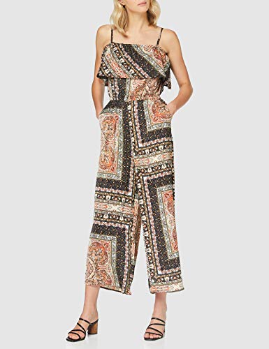 Only ONLCECILIA S/S Cropped Jumpsuit WVN Mono Largo, Salsa Caliente/AOP: saqueo espice, 40 Mujer