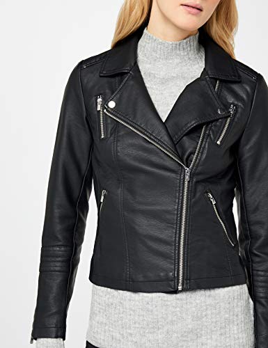 Only Onlgemma Faux Leather Biker Otw Noos Chaqueta, Negro (Black Black), Medium (Talla del Fabricante: 38) para Mujer