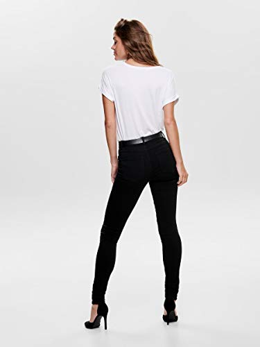 Only onlRAIN REG Skinny Jeans CRY6060 Noos Vaqueros, Negro (Black Denim), 36 /L32 (Talla del Fabricante: Small) para Mujer