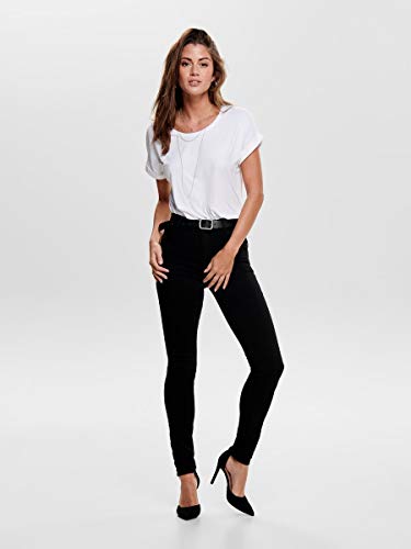 Only onlRAIN REG Skinny Jeans CRY6060 Noos Vaqueros, Negro (Black Denim), 36 /L32 (Talla del Fabricante: Small) para Mujer