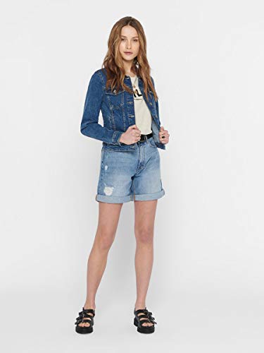 Only Onltia Dnm Jacket BB MB Bex02 Noos Chaqueta vaquera, Azul (Medium Blue Denim Medium Blue Denim), 40 (Talla del fabricante: 38) para Mujer