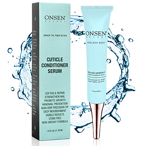 Onsen Japanese Cuticle Serum Conditioner para el crecimiento de uñas hecho de minerales japoneses de aguas termales, aceite fortalecedor y fórmula de reparación de crema suavizante para un tratamiento de uñas de fuerza óptima - 1oz