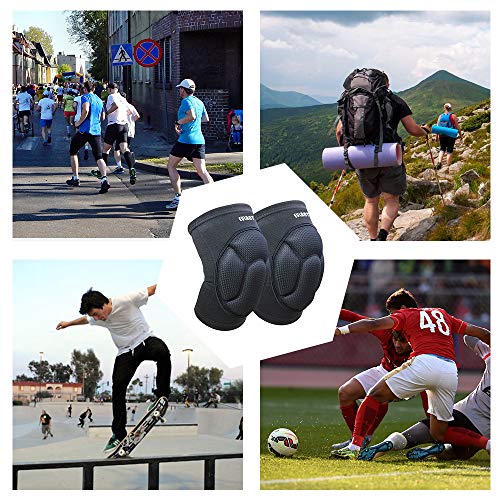 ONT Protección para la Rodilla Anti-colisión Engrosamiento Rodilleras Transpirables Alta Elasticidad Espesa Esponja Rodillera (1 par) al Voleibol Portero Fútbol Arrodillado Baile Hip Hop Negro