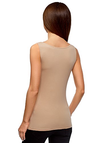 oodji Collection Mujer Camiseta de Tirantes Básica, Beige, ES 38 / S