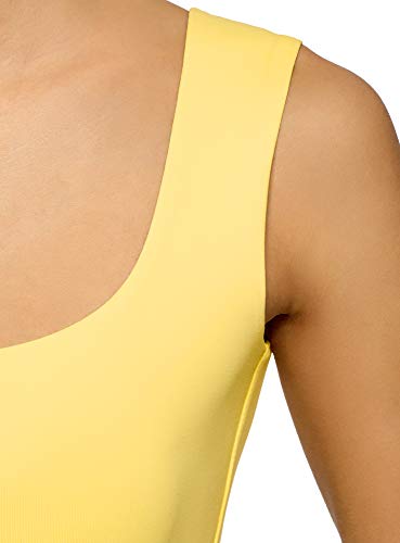 oodji Collection Mujer Camiseta del Tejido Fluido con Tirantes Anchos, Amarillo, ES 46 / XXL