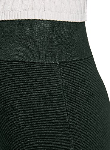 oodji Collection Mujer Falda de Punto Básica Texturizada, Verde, ES 38 / S