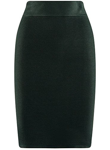oodji Collection Mujer Falda de Punto Básica Texturizada, Verde, ES 38 / S
