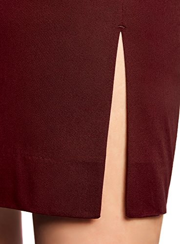 oodji Collection Mujer Falda Recta con Cinturón, Rojo, ES 38 / S