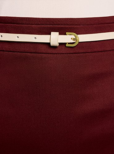 oodji Collection Mujer Falda Recta con Cinturón, Rojo, ES 38 / S