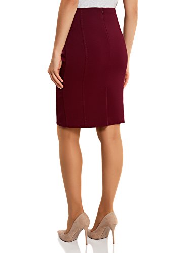 oodji Collection Mujer Falda Recta de Tiro Alto, Rojo, ES 42 / L